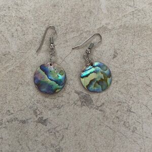 Abalone Shell Circle Dangle Silver Earrings